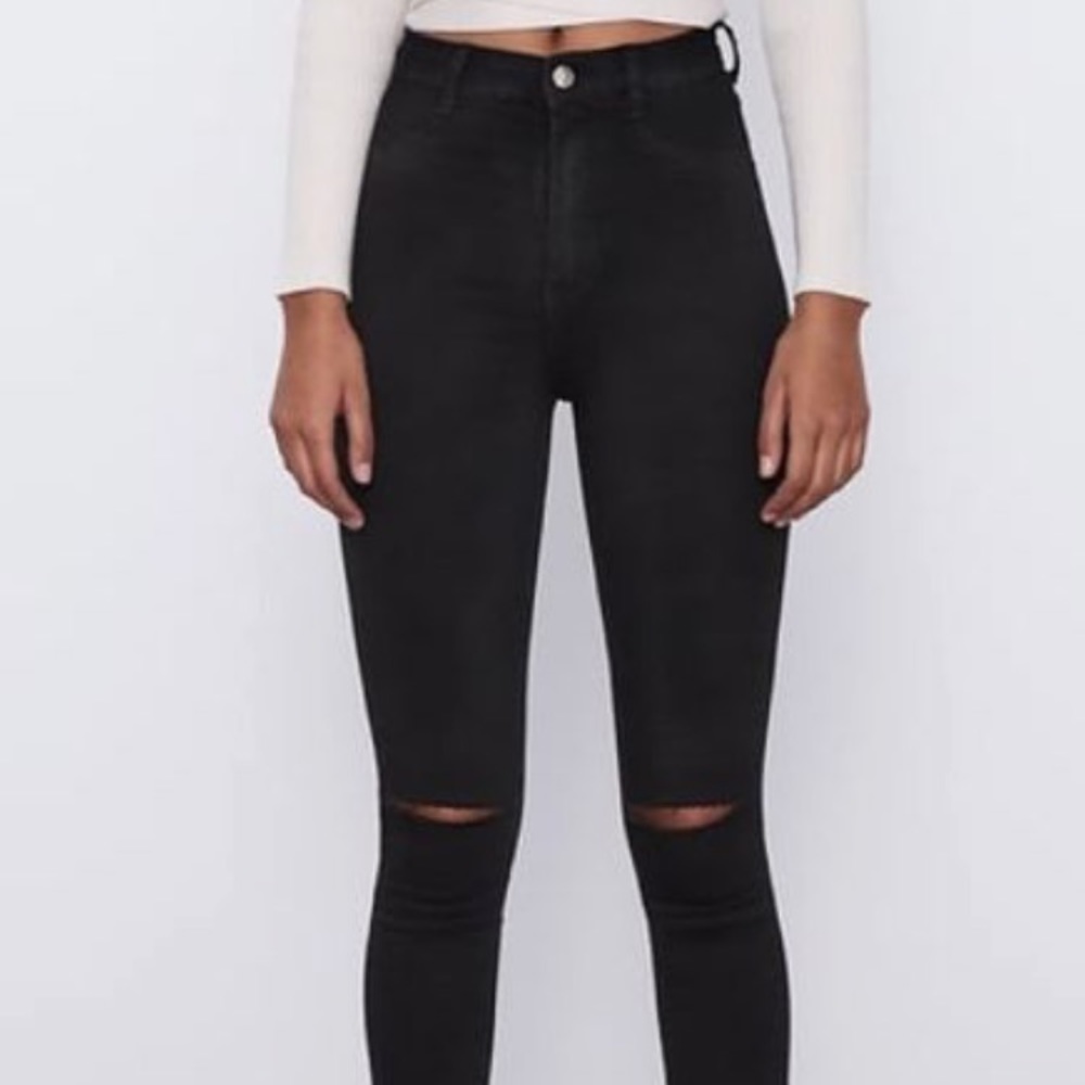 ZARA black ripped jeans